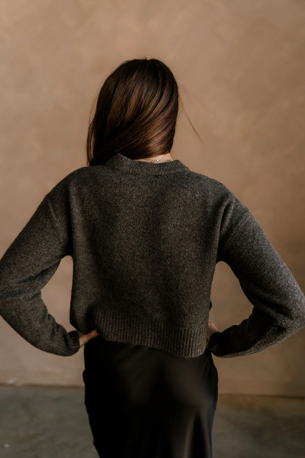 Bridgette Charcoal Grey Side Slit Cardigan - Image 8