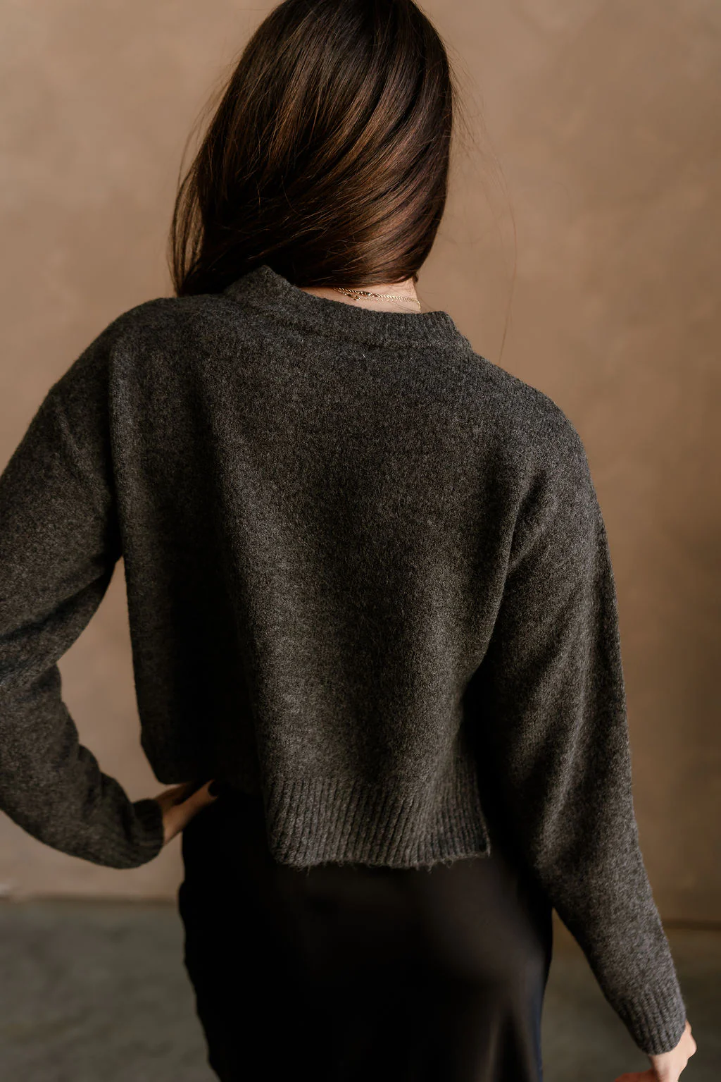 Bridgette Charcoal Grey Side Slit Cardigan - Image 9