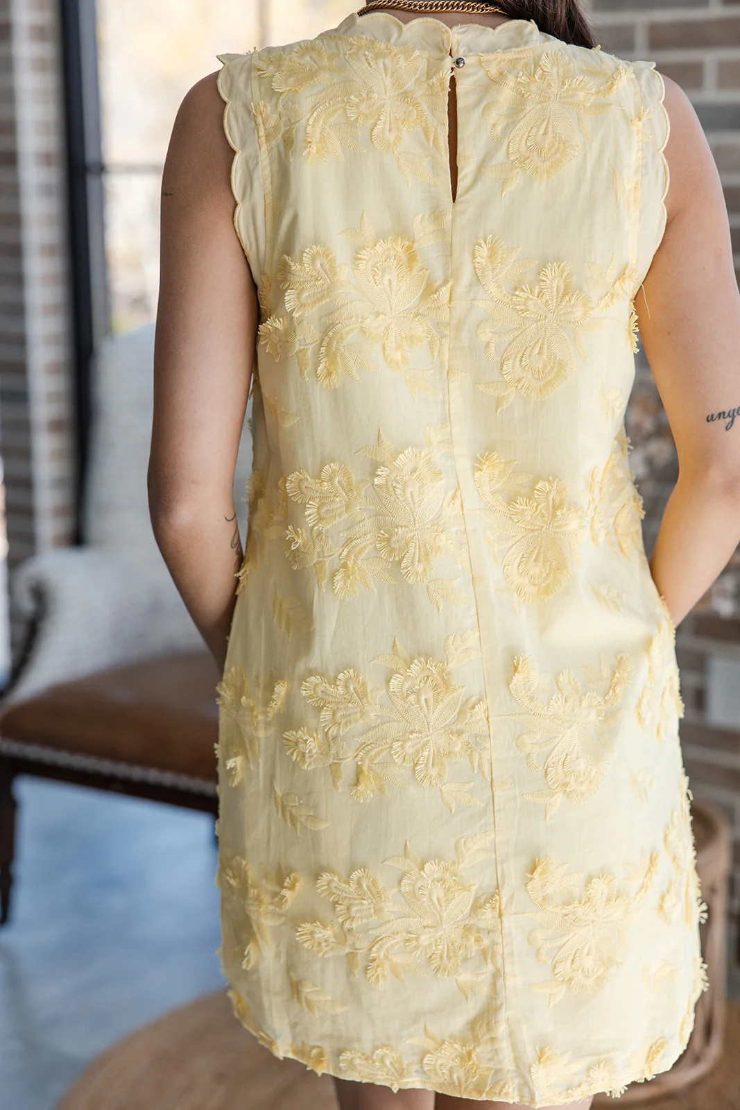 Briella Yellow 3D FLoral Mini Dress - Image 4