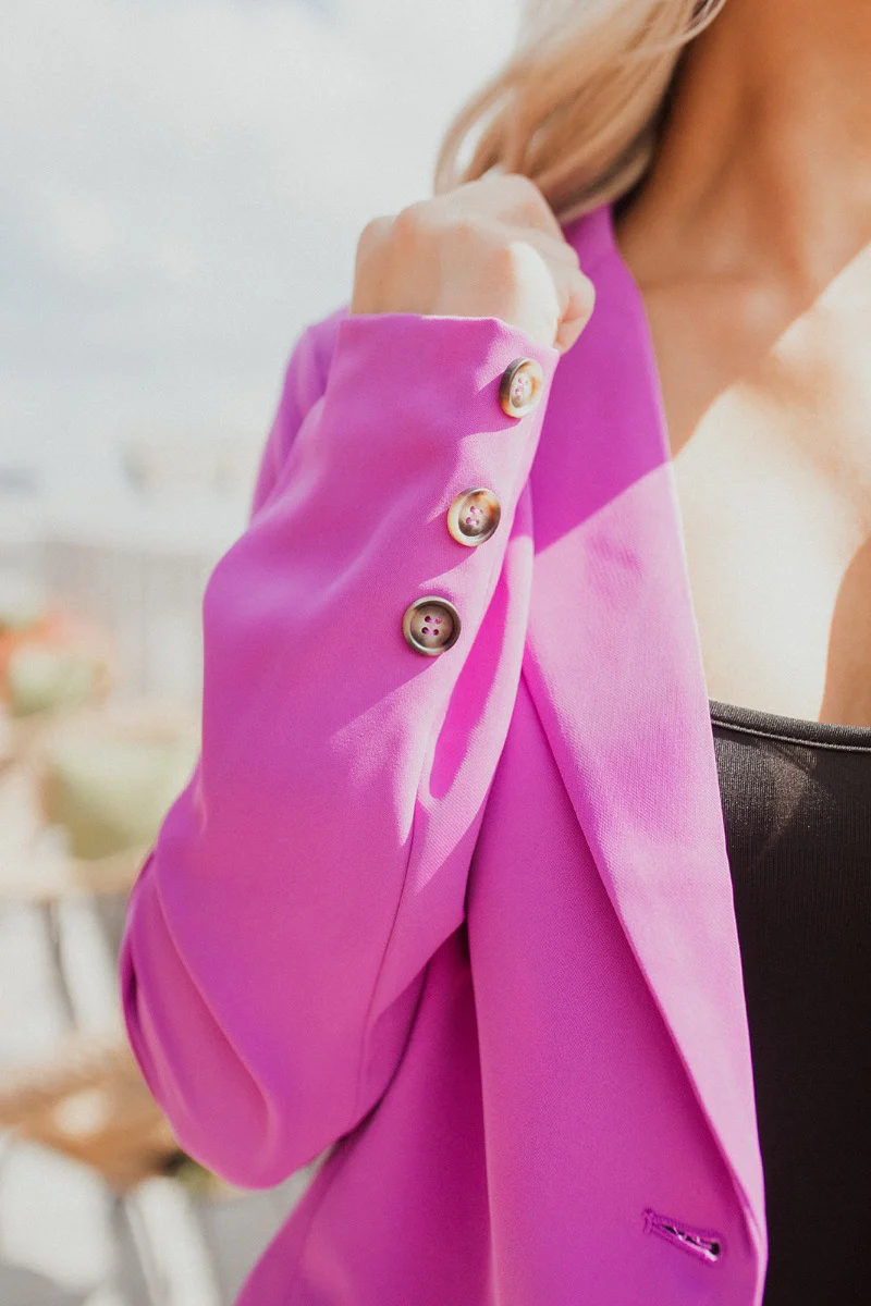 Give Me A Beat Cropped Blazer In Purple - Image 4