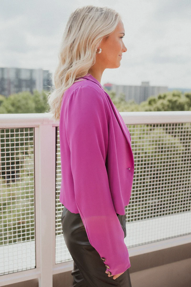 Give Me A Beat Cropped Blazer In Purple - Image 5