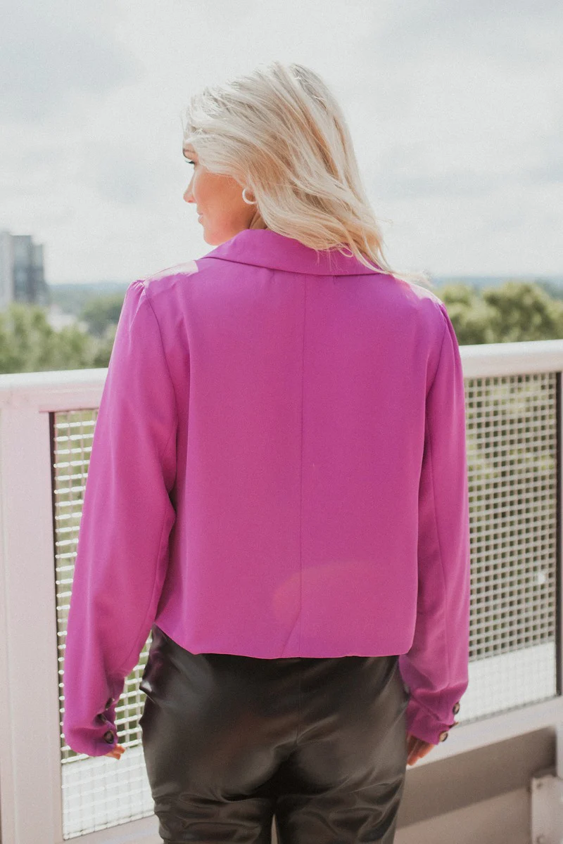 Give Me A Beat Cropped Blazer In Purple - Image 6