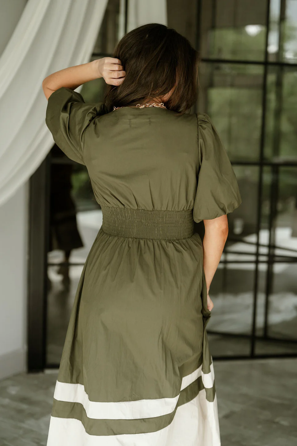 Brinley Olive Colorblock Zip-Up Midi Dress - Image 7