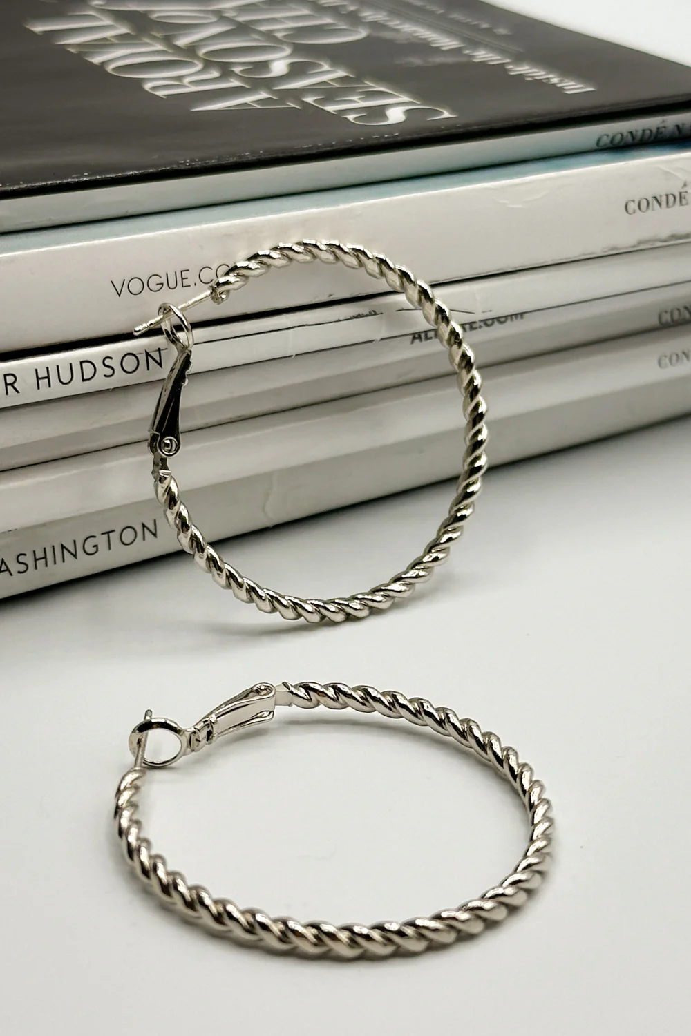 Brinley Silver Rope Closed Hoops Earring - Image 2