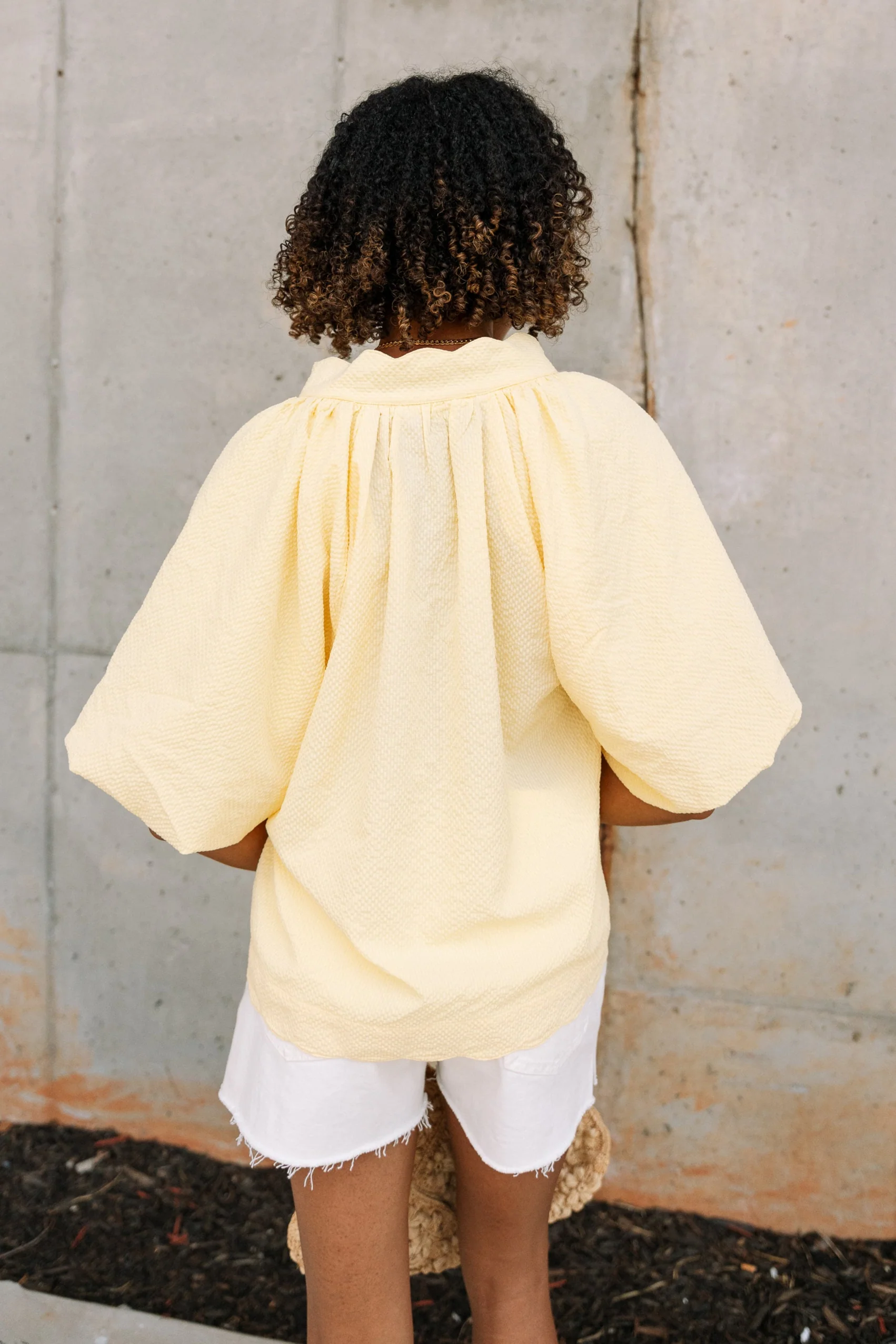 Brinley Yellow Scallop Short Sleeve Top - Image 10