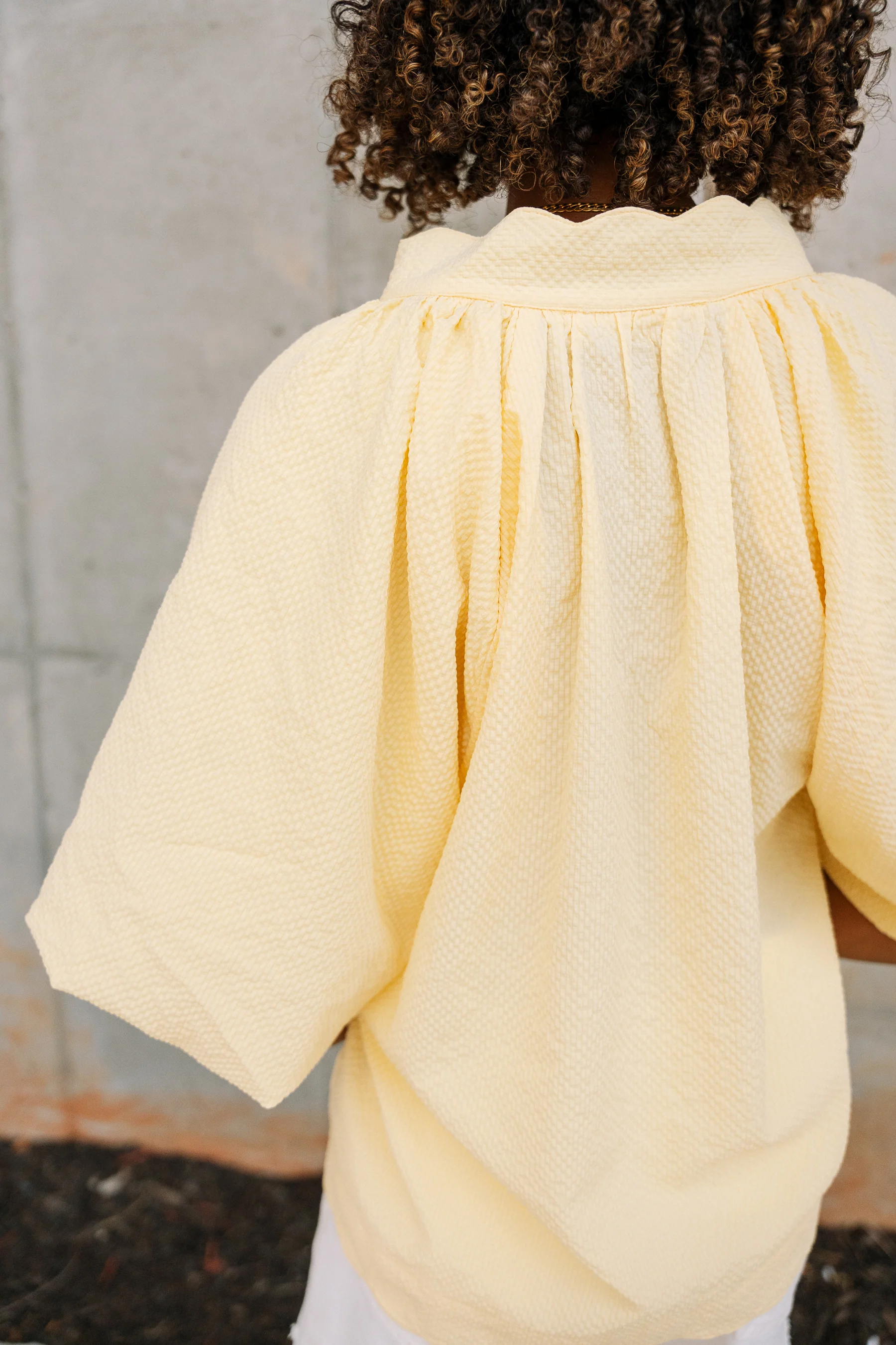 Brinley Yellow Scallop Short Sleeve Top - Image 4