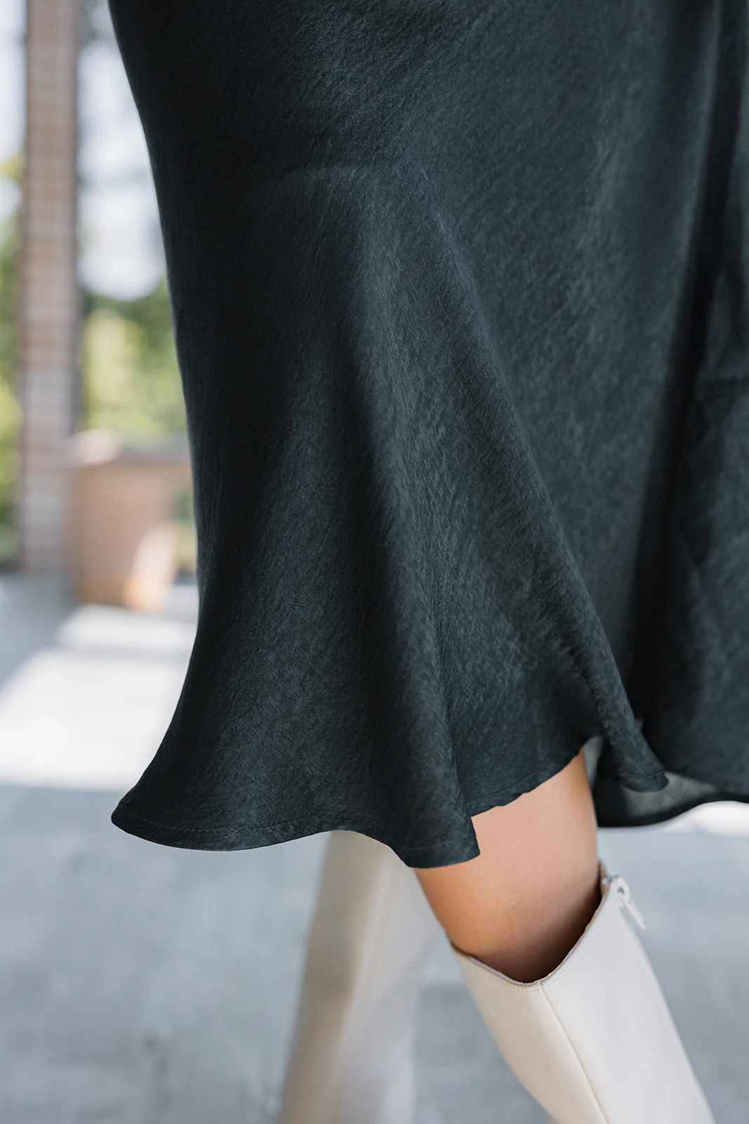 Bristol Dark Green Satin Midi Skirt - Image 6