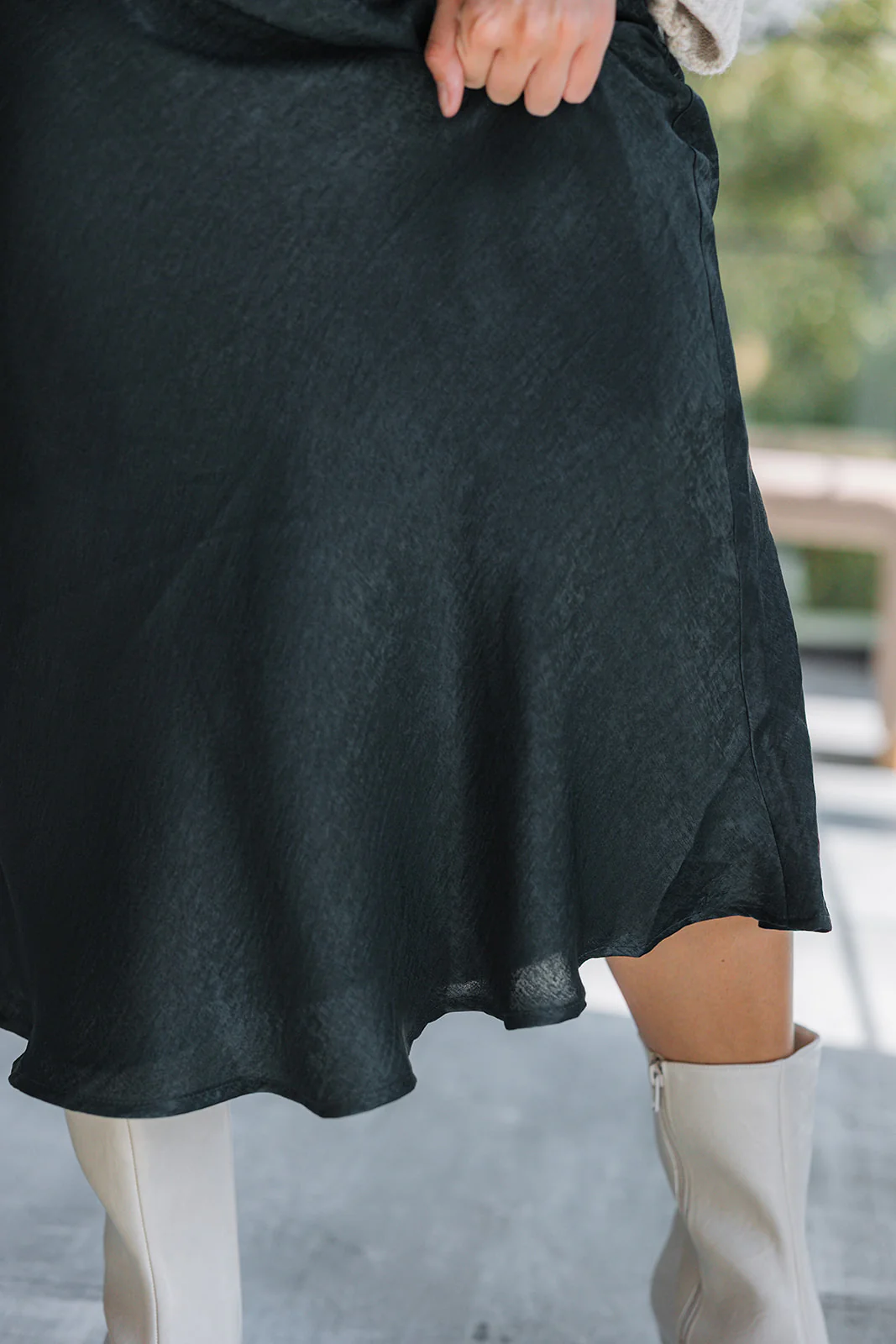 Bristol Dark Green Satin Midi Skirt - Image 7