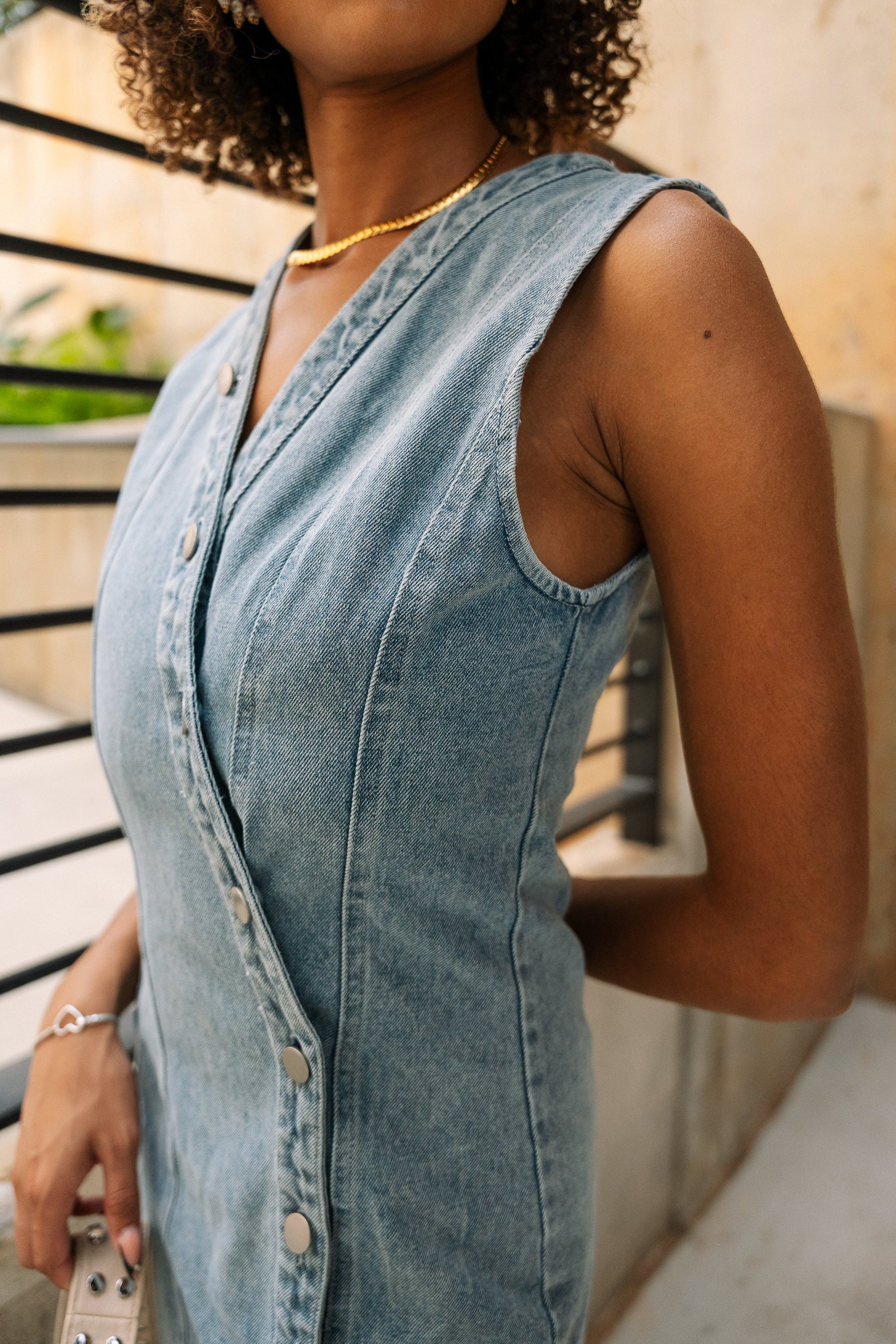 Bristol Denim Button-Up Mini Dress - Image 3