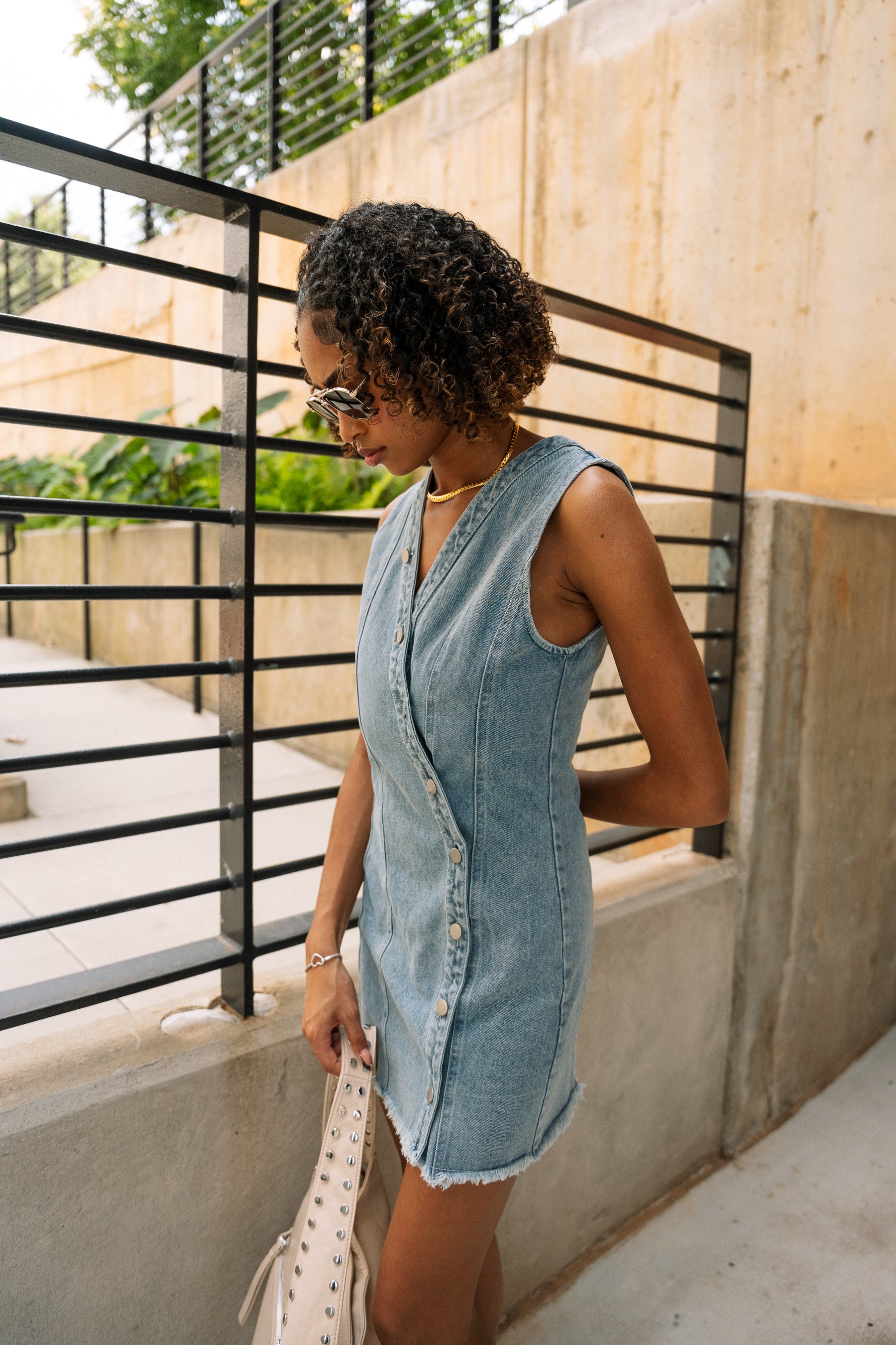 Bristol Denim Button-Up Mini Dress - Image 7