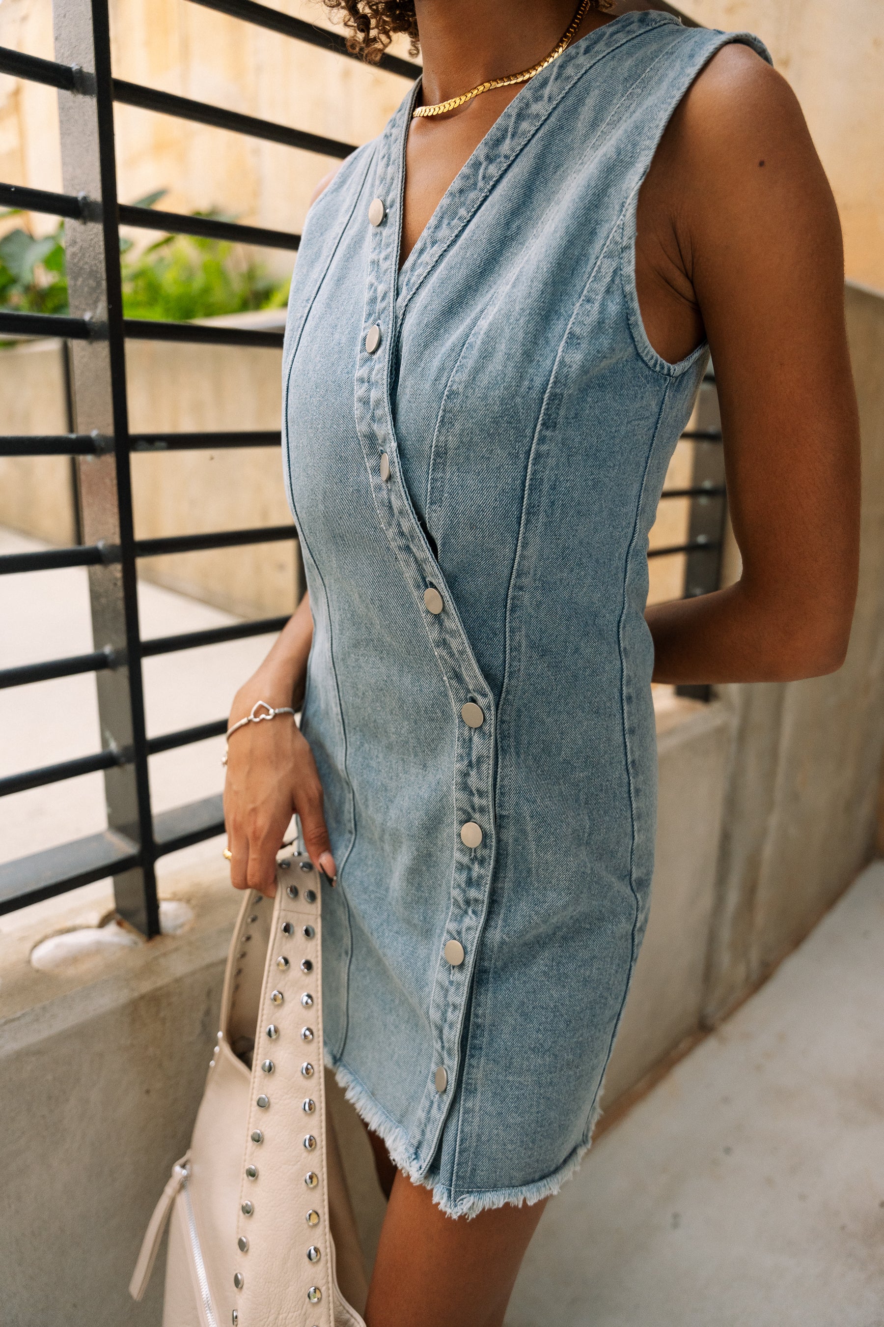 Bristol Denim Button-Up Mini Dress - Image 8