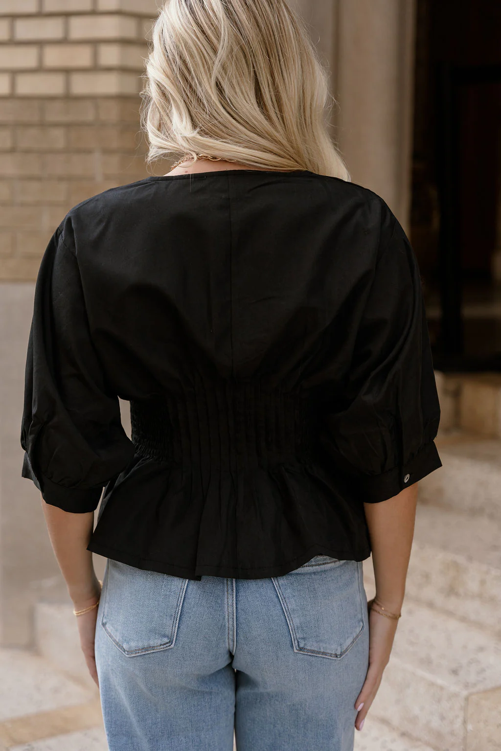 Brittany Black Zip-Up Flare Top - Image 7