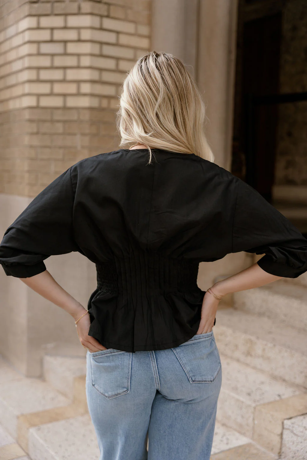 Brittany Black Zip-Up Flare Top - Image 8