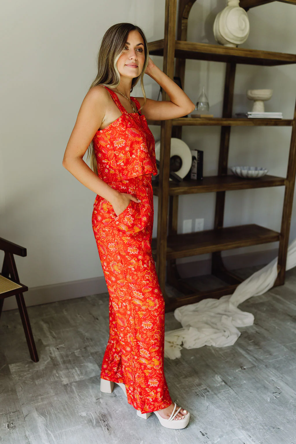 Brittany Red Orange Floral Pants - Image 4