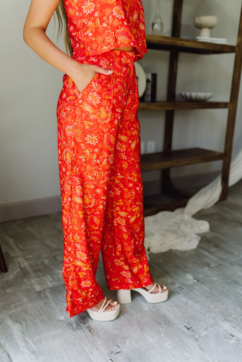 Brittany Red Orange Floral Pants - Image 5