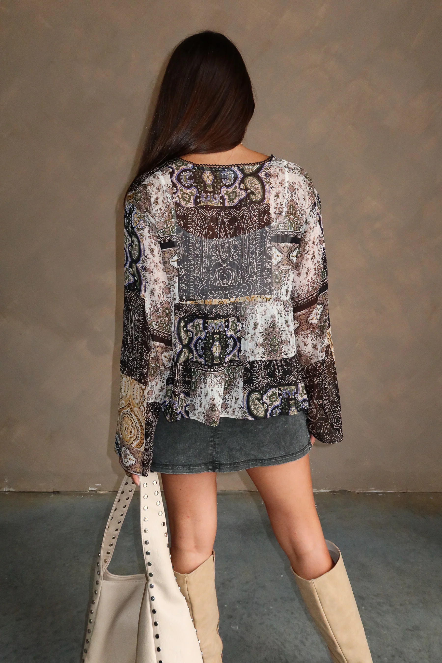 Brittany Washed Charcoal Grey Denim Skirt - Image 5