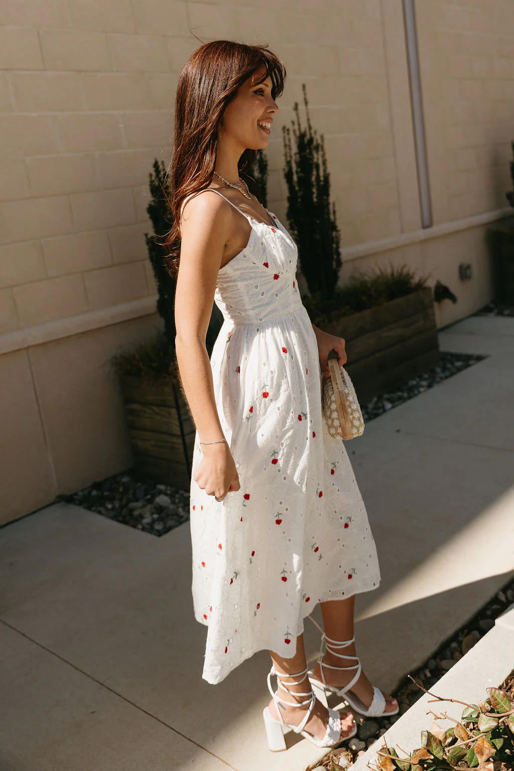 Brittany White Eyelet Floral Midi Dress - Image 7