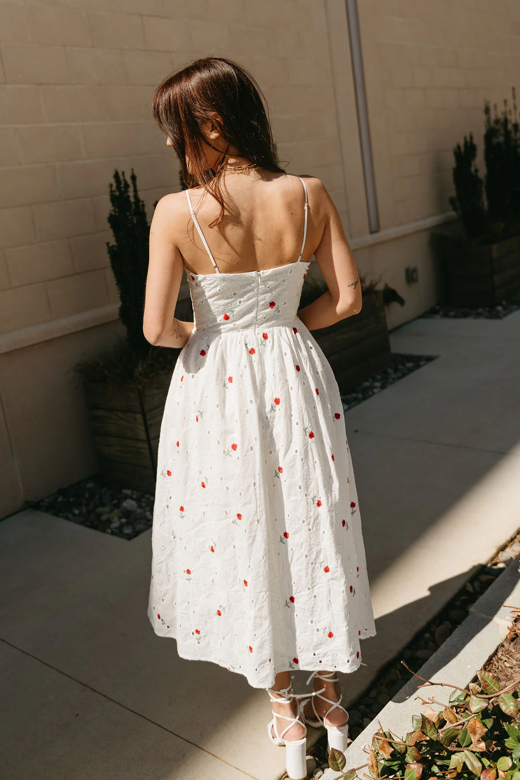 Brittany White Eyelet Floral Midi Dress - Image 8