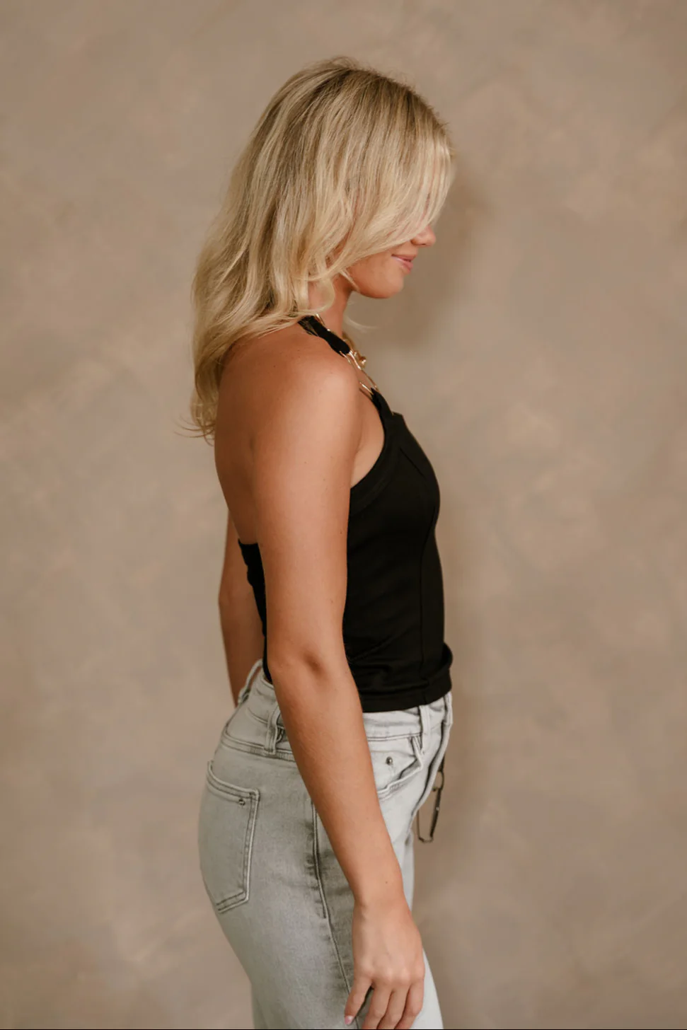 Brooke Black & Gold Medallion Halter Tank - Image 7