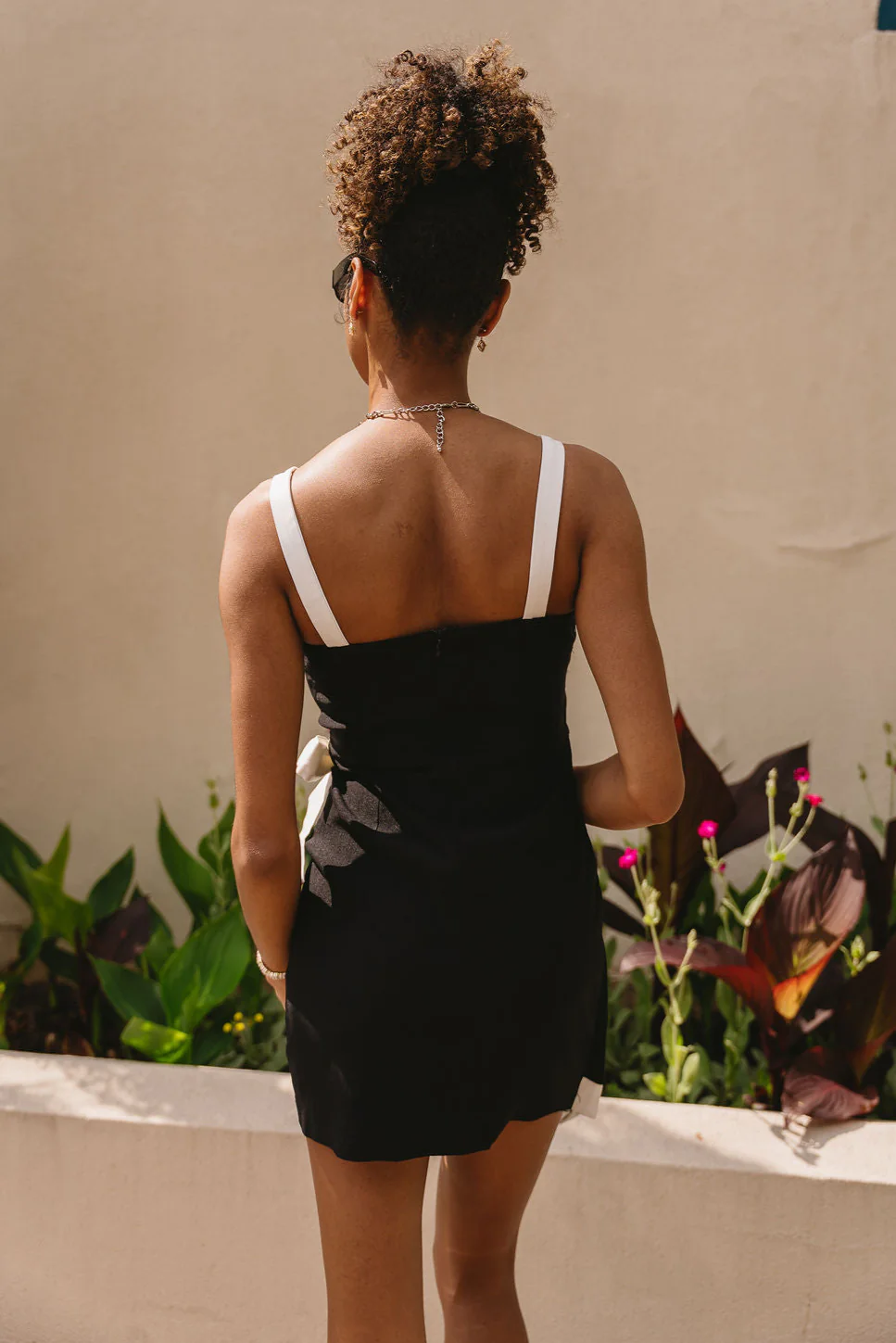Brooklyn Black & White Asymmetric Mini Dress - Image 4