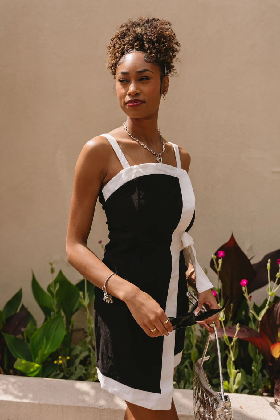 Brooklyn Black & White Asymmetric Mini Dress - Image 5