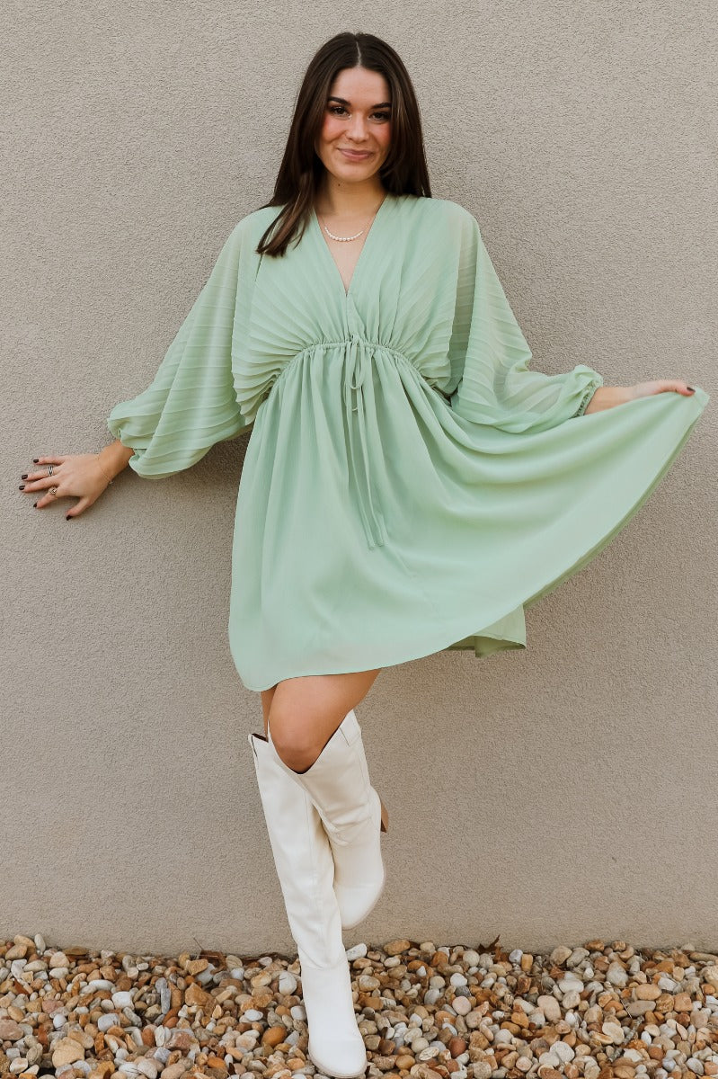 Brooklyn Light Green Mini Dress - Image 2