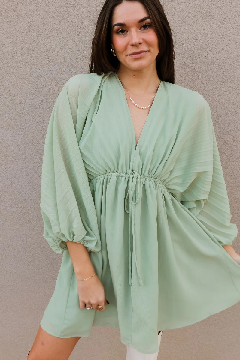 Brooklyn Light Green Mini Dress - Image 3