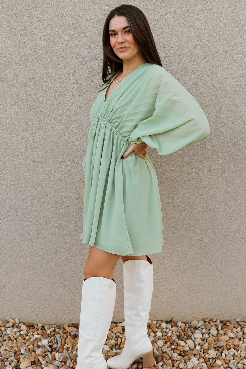 Brooklyn Light Green Mini Dress - Image 5