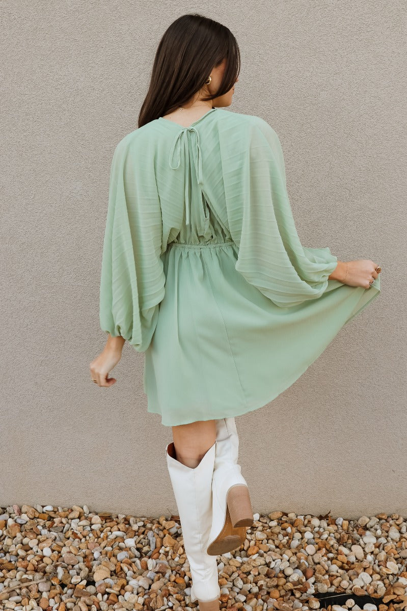 Brooklyn Light Green Mini Dress - Image 8