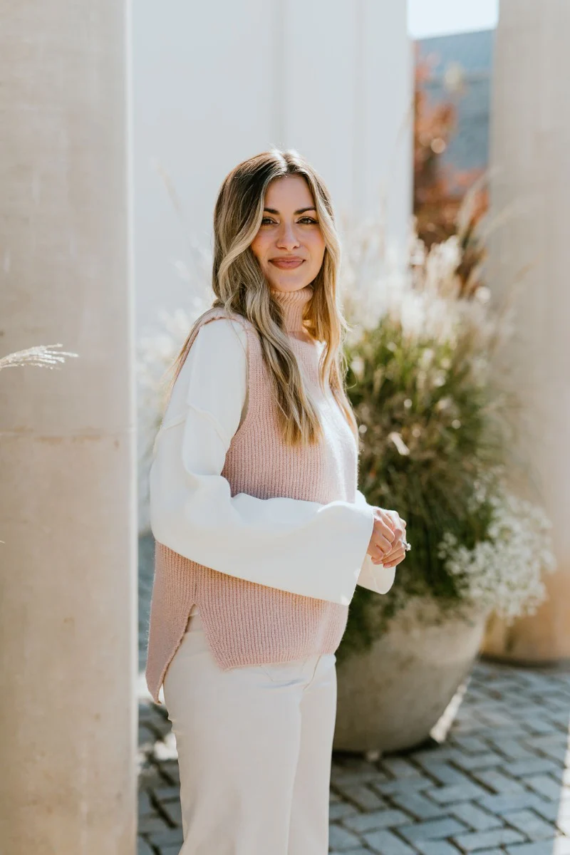 Brooklyn Sweater Vest In Blush - Image 3