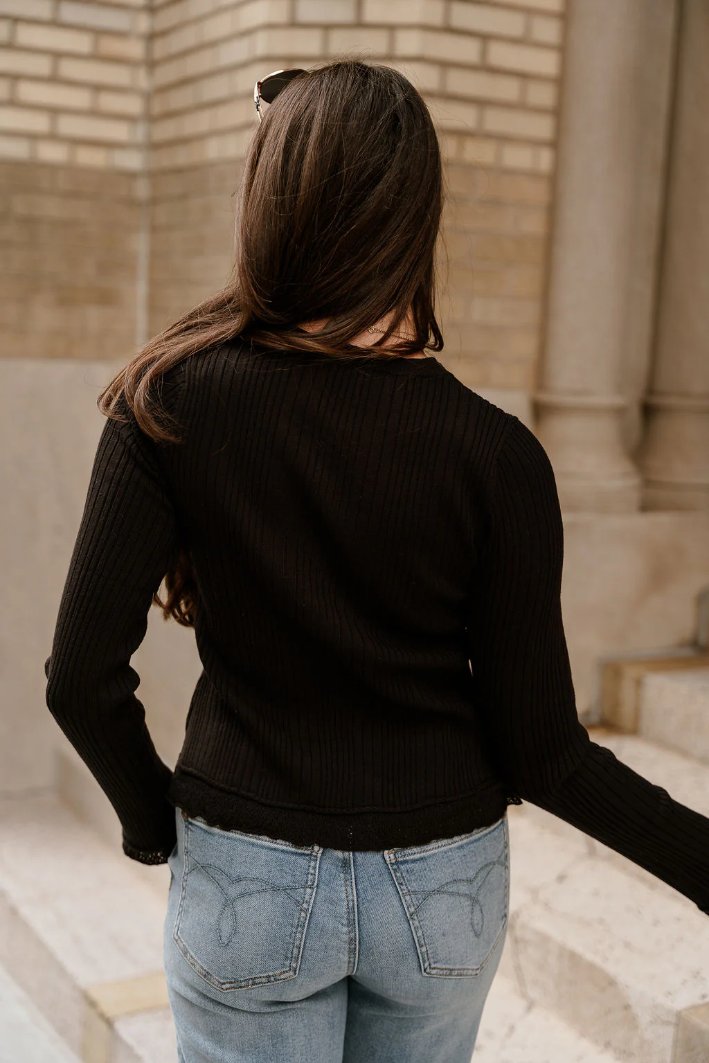 Brynlee Black Ribbed & Lace Cardigan - Image 10