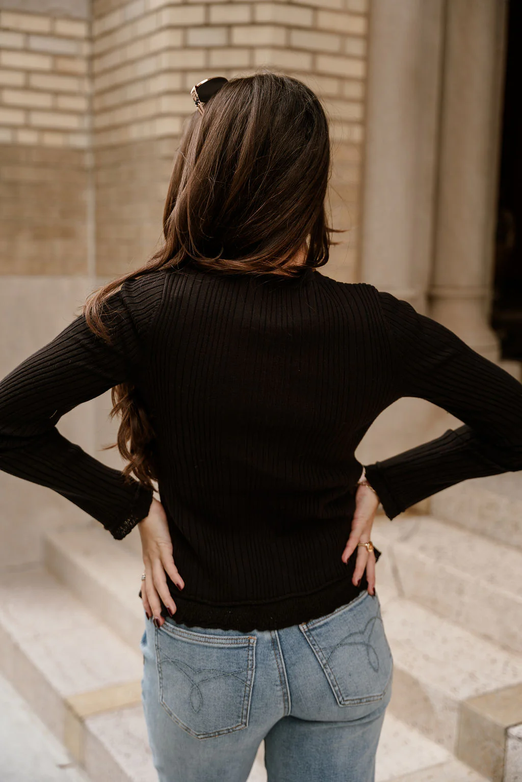 Brynlee Black Ribbed & Lace Cardigan - Image 9