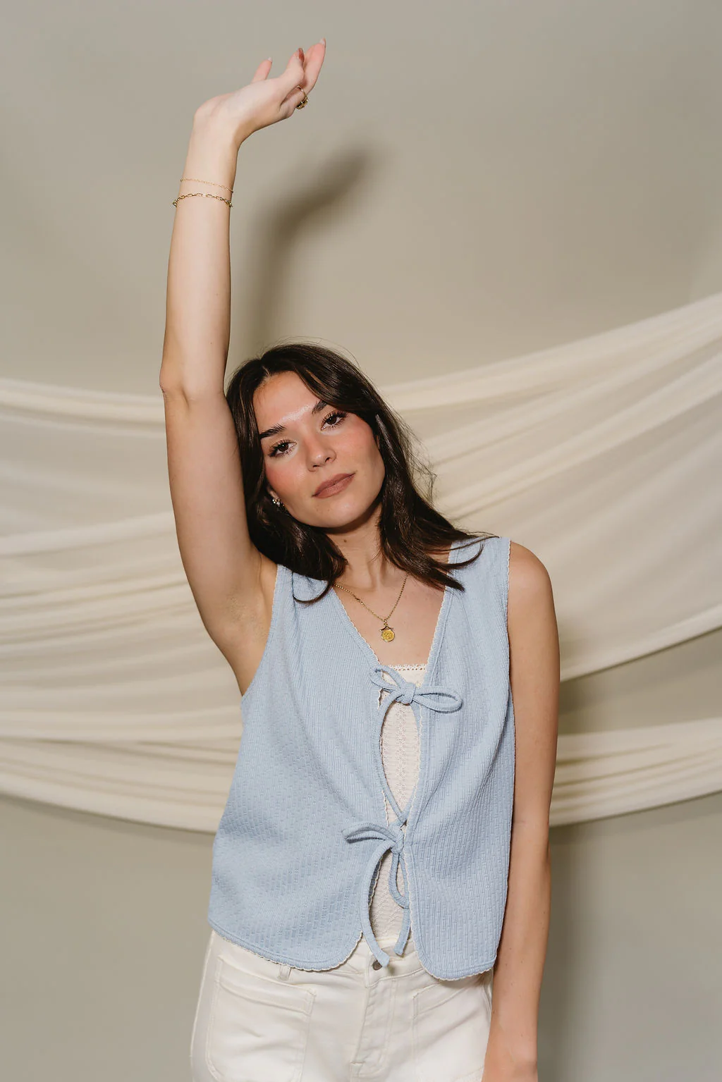 Brynlee Light Blue Front Ties Top - Image 5