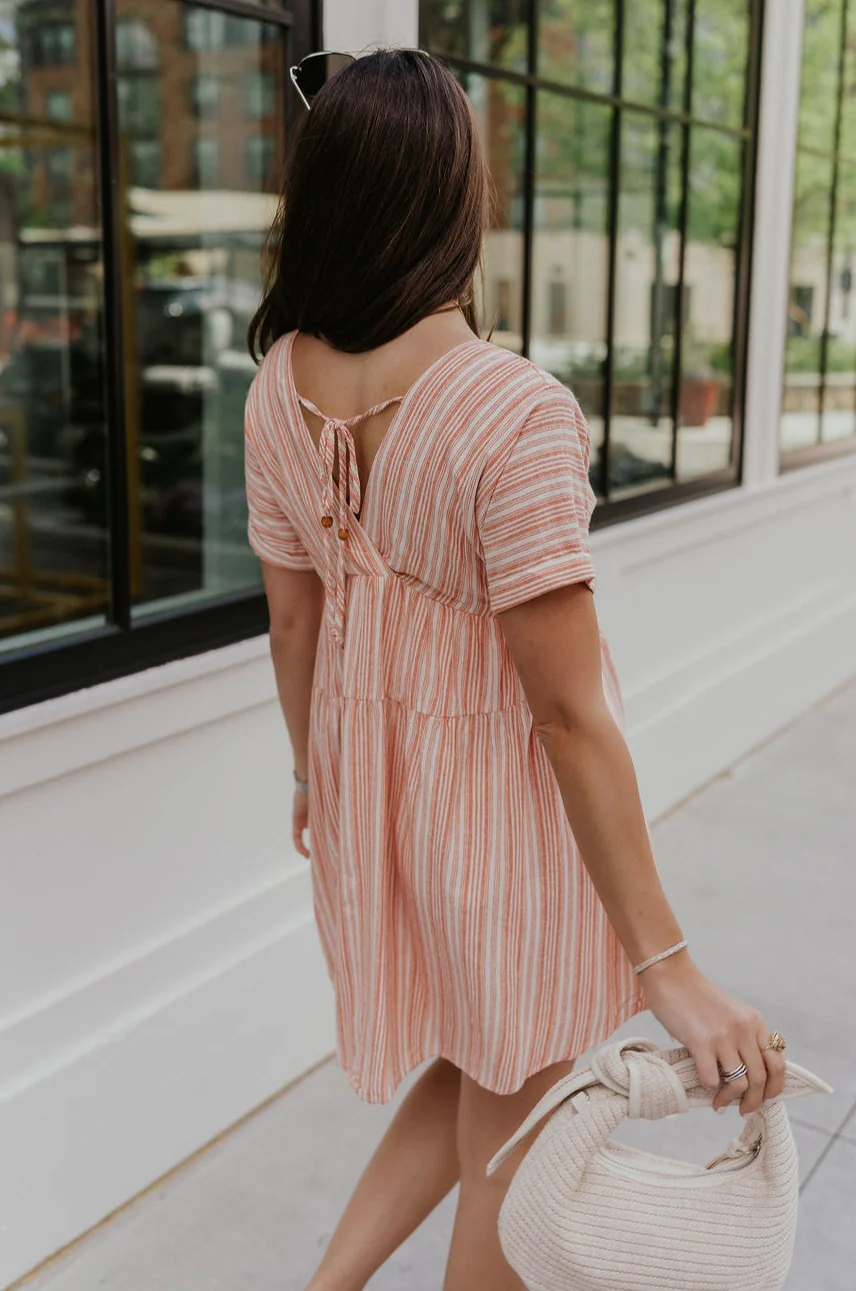 Brynlee Sunkist Orange & Cream Stripe Mini Dress - Image 4