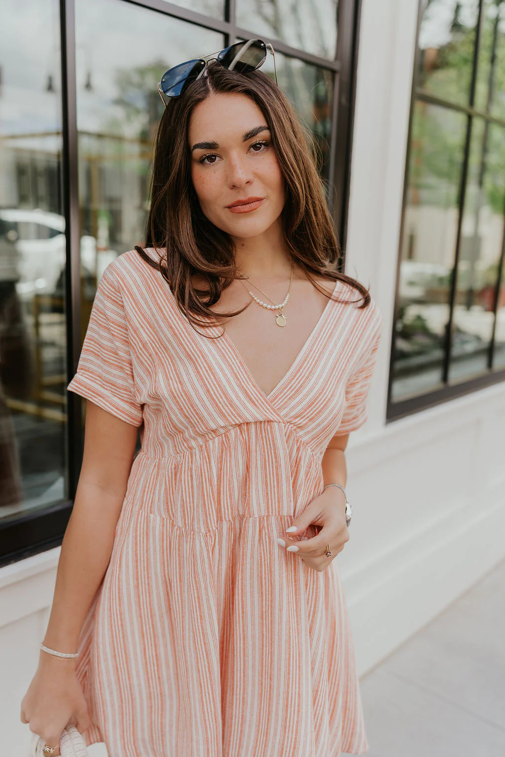 Brynlee Sunkist Orange & Cream Stripe Mini Dress - Image 6