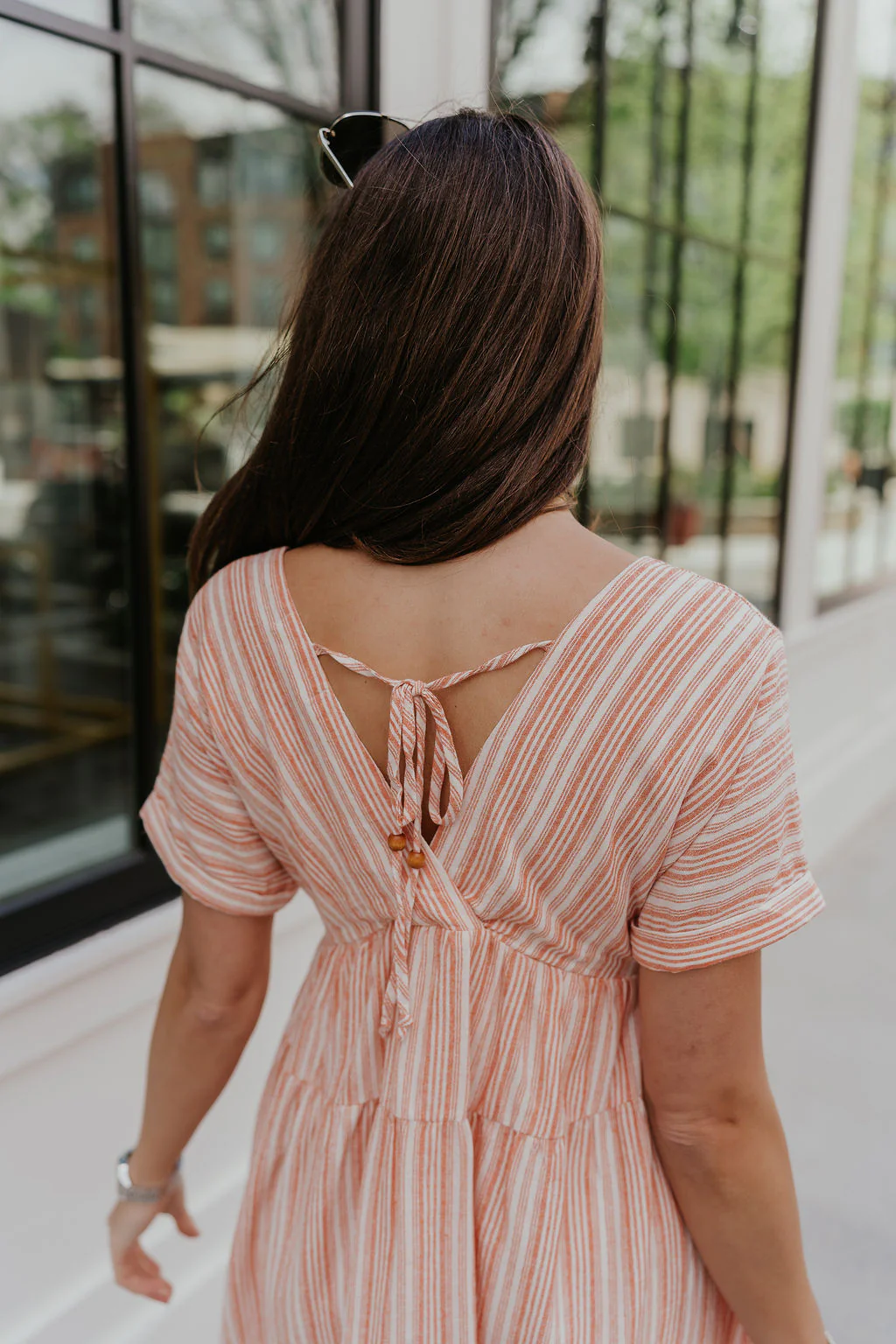 Brynlee Sunkist Orange & Cream Stripe Mini Dress - Image 9