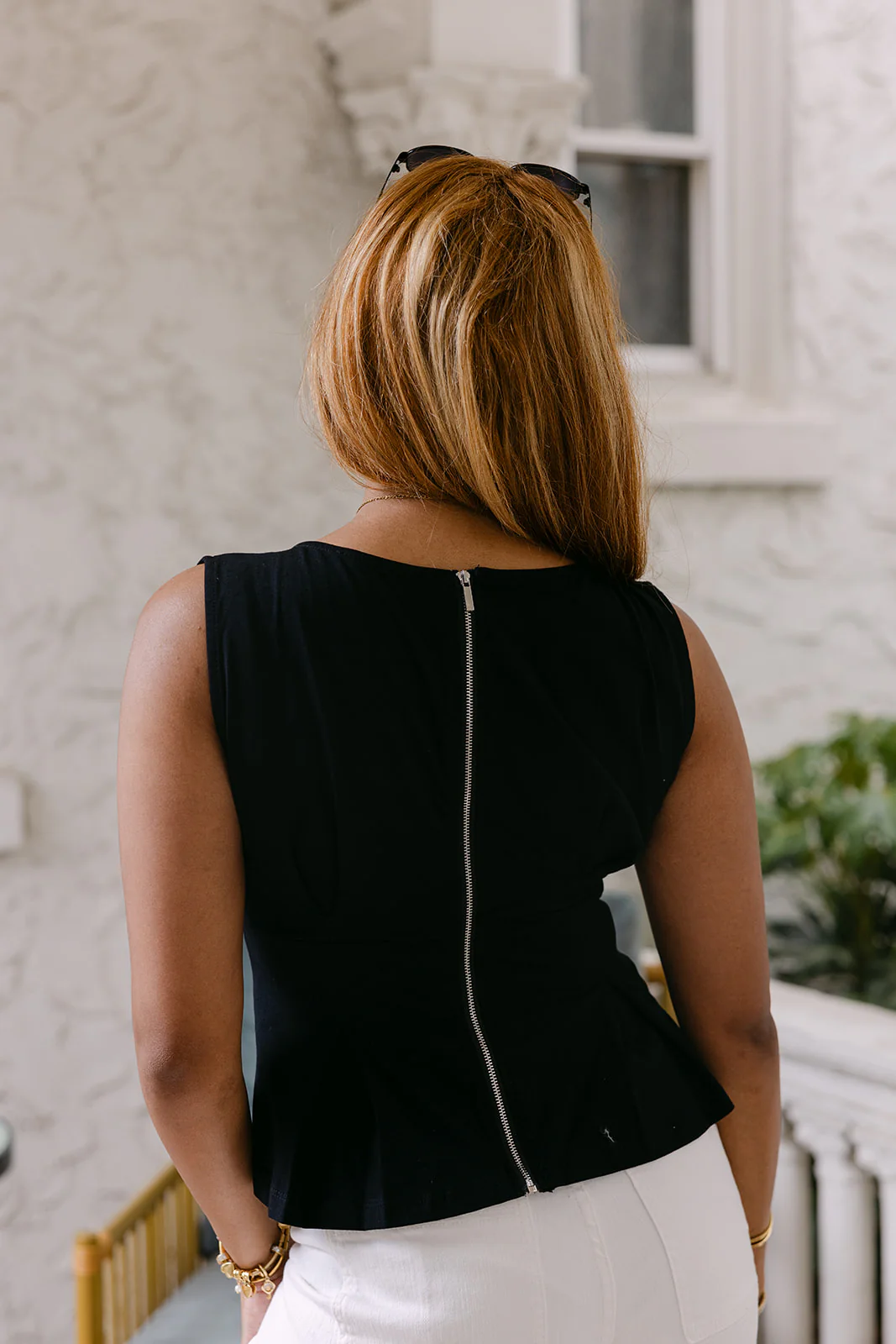 Brynn Black Pleated Tank Top - Image 4