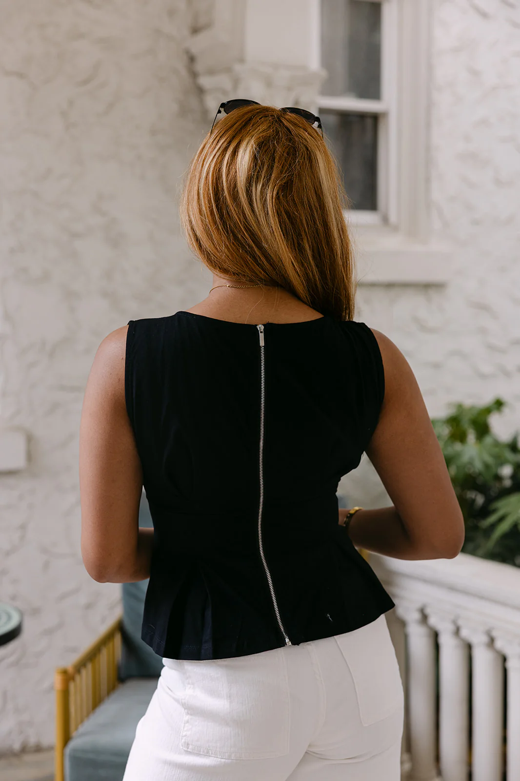 Brynn Black Pleated Tank Top - Image 8