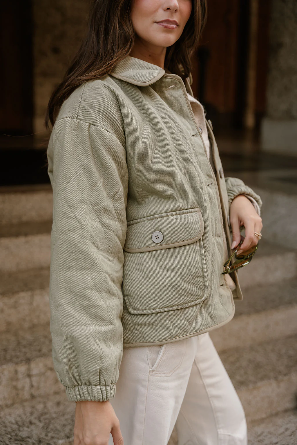 Brynn Light Olive Button-Up Jacket - Image 2