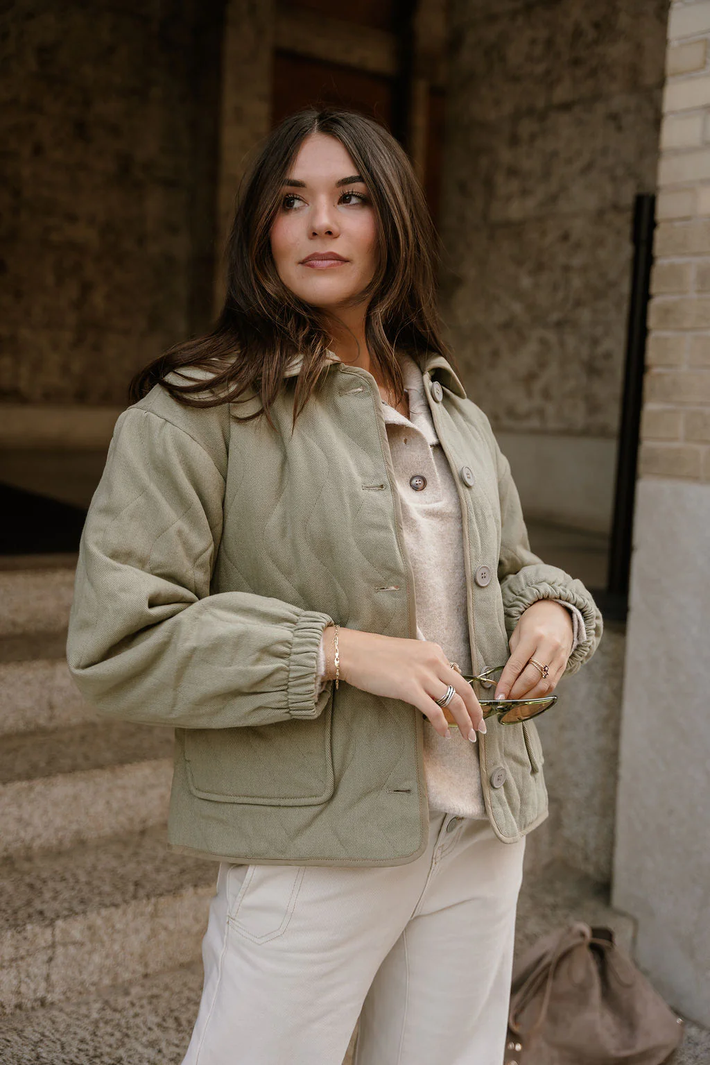 Brynn Light Olive Button-Up Jacket - Image 8