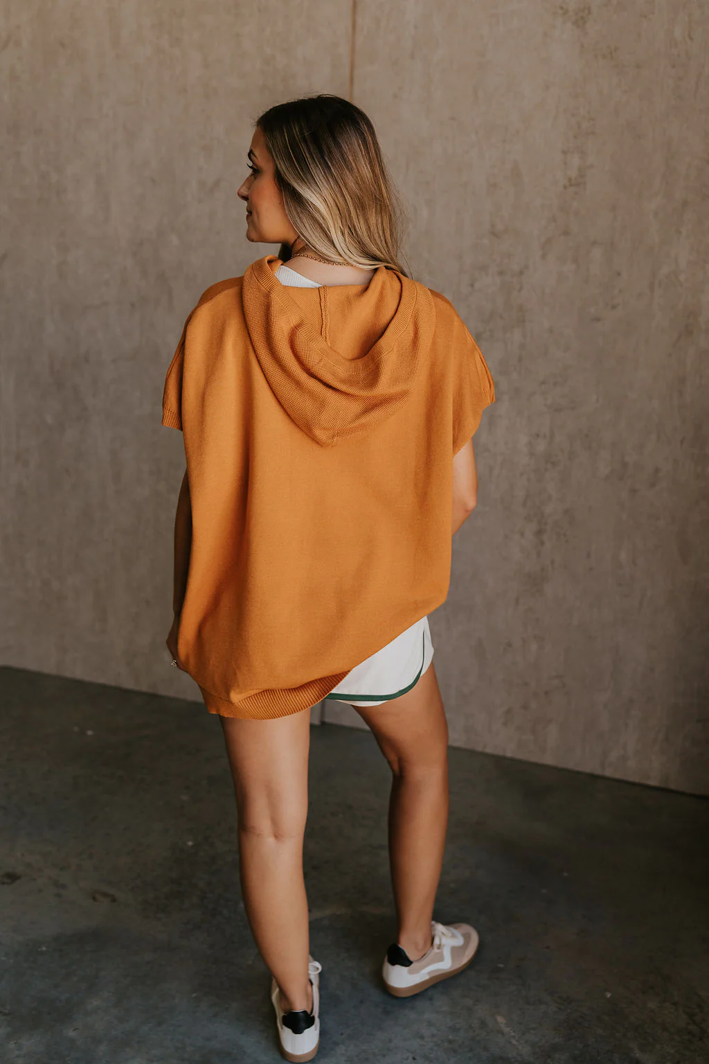 Jeannie Camel Short Sleeve Hoodie Top - Image 5