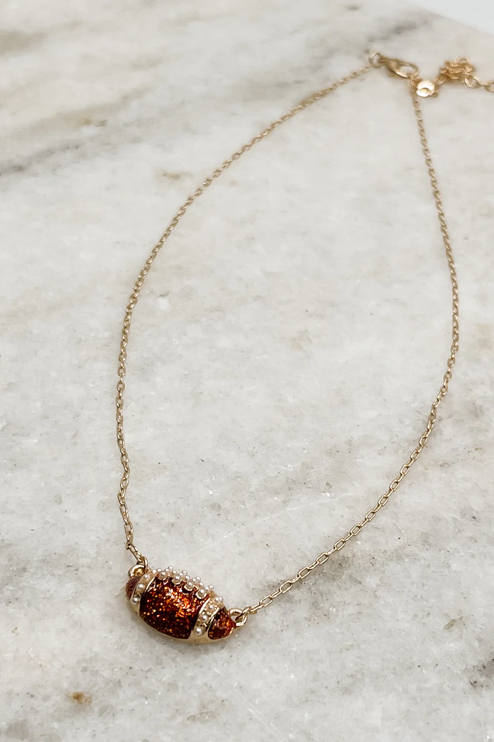 Abby Gold Football Pendant Necklace