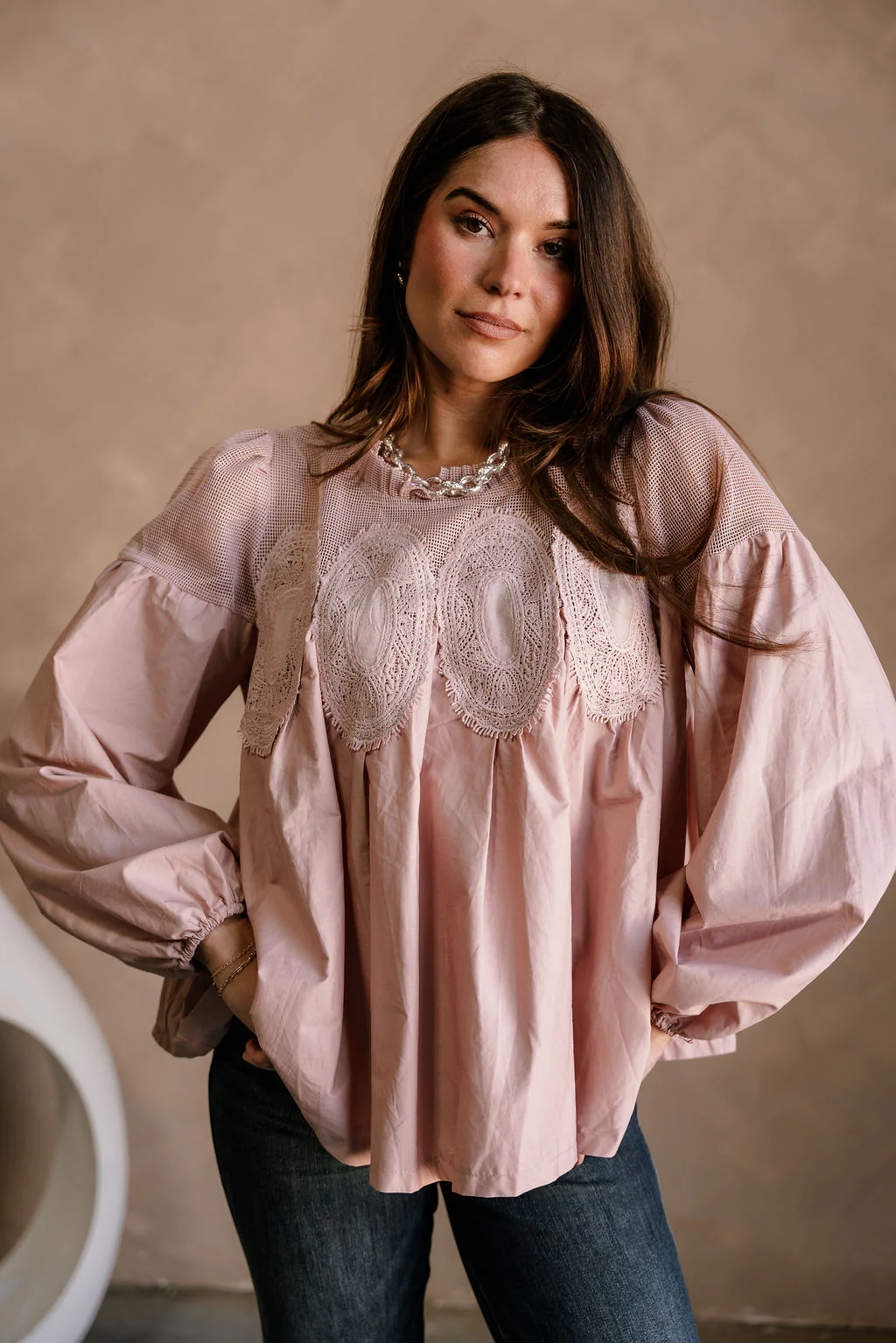 Cady Mauve Lace Applique Top - Image 4