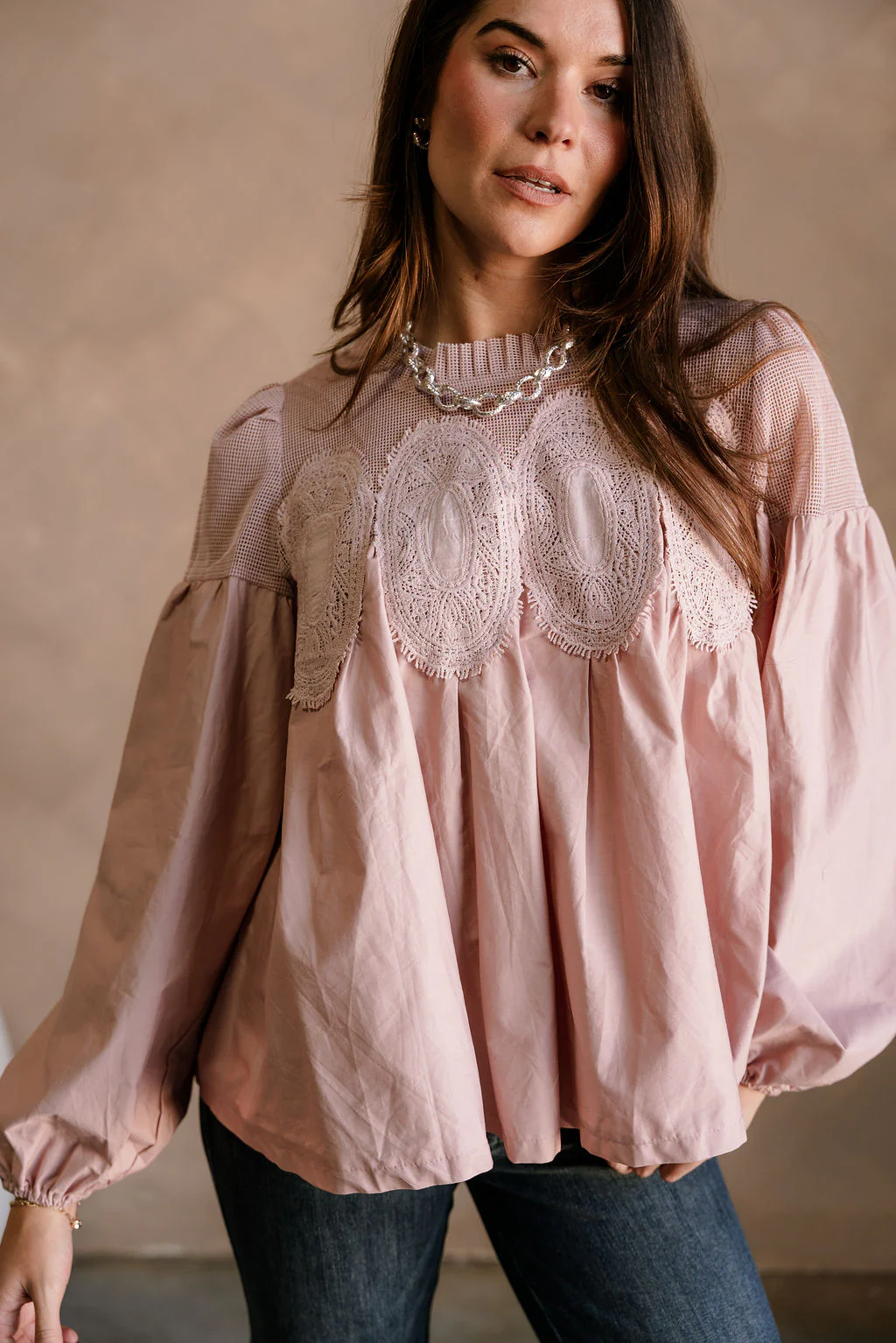 Cady Mauve Lace Applique Top - Image 5