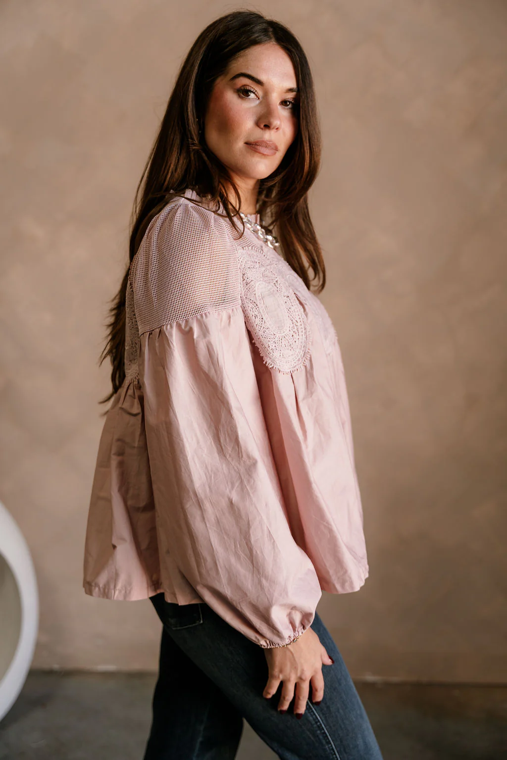 Cady Mauve Lace Applique Top - Image 6