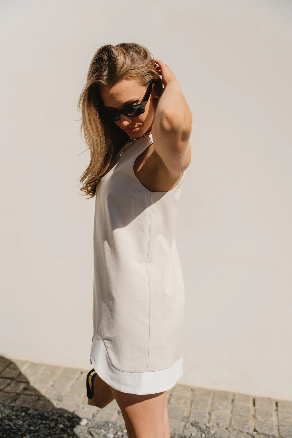 Caitlin Beige Linen Scalloped Dress - Image 6