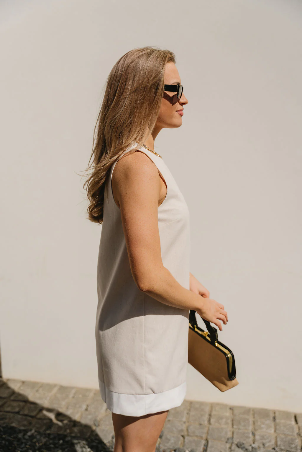 Caitlin Beige Linen Scalloped Dress - Image 7