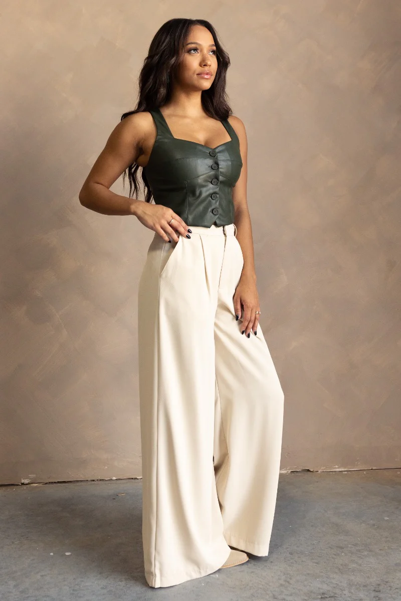 Cali Olive Faux-Leather Vest - Image 3