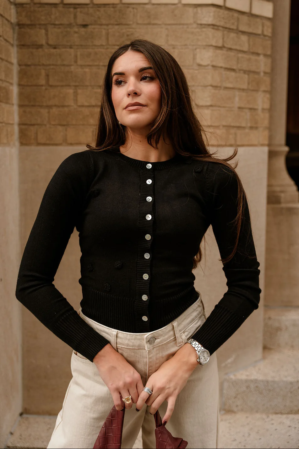 Calia Black Floral Embellished Cardigan - Image 2
