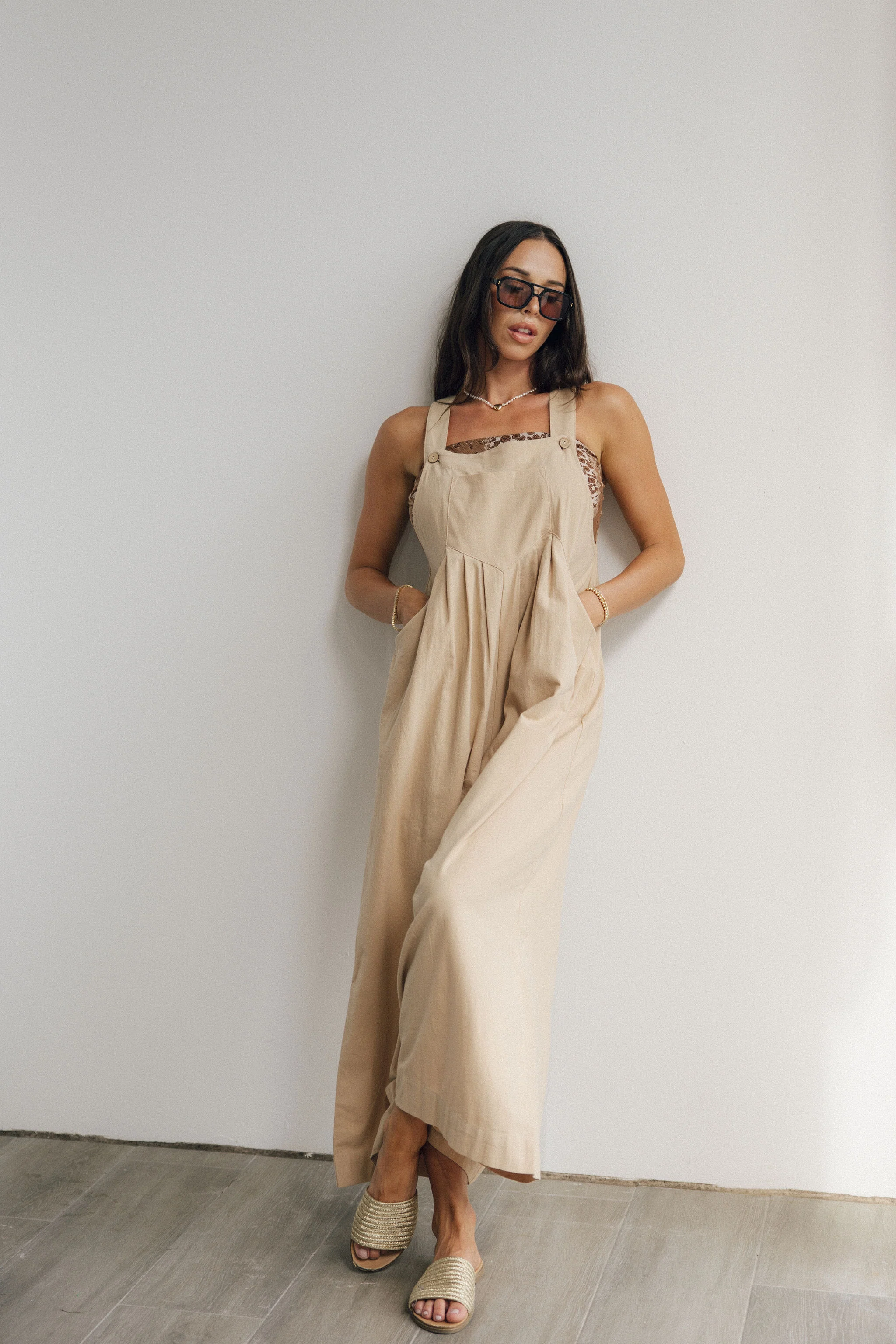 Calista Tan Wide Leg Jumpsuit - Image 5